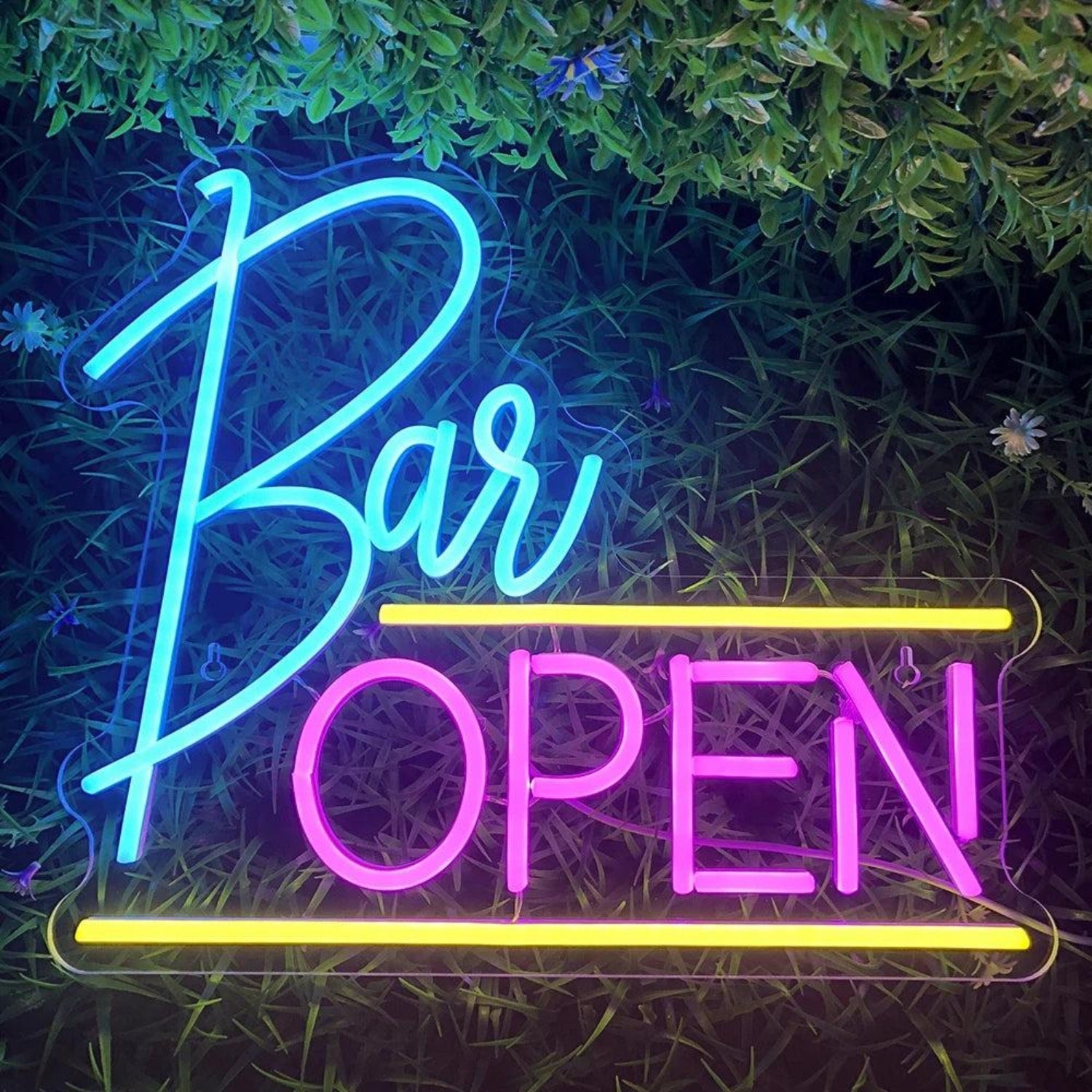 Bar Open Led Neon Sign With Blue Pink Accent Decor For Bars | Shineneon