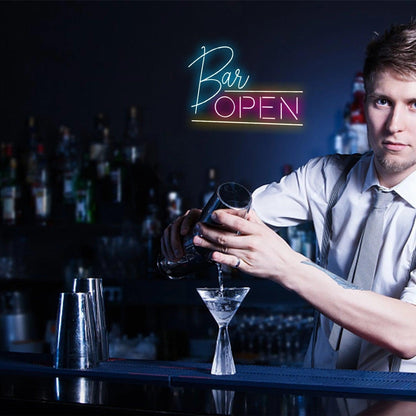 Bar Open Led Neon Sign With Blue Pink Accent Decor For Bars | Shineneon