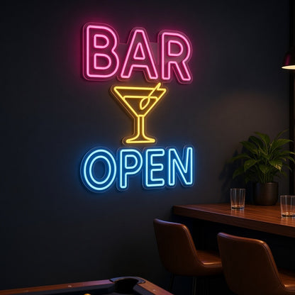 Bar Open Martini Glass LED Neon Sign