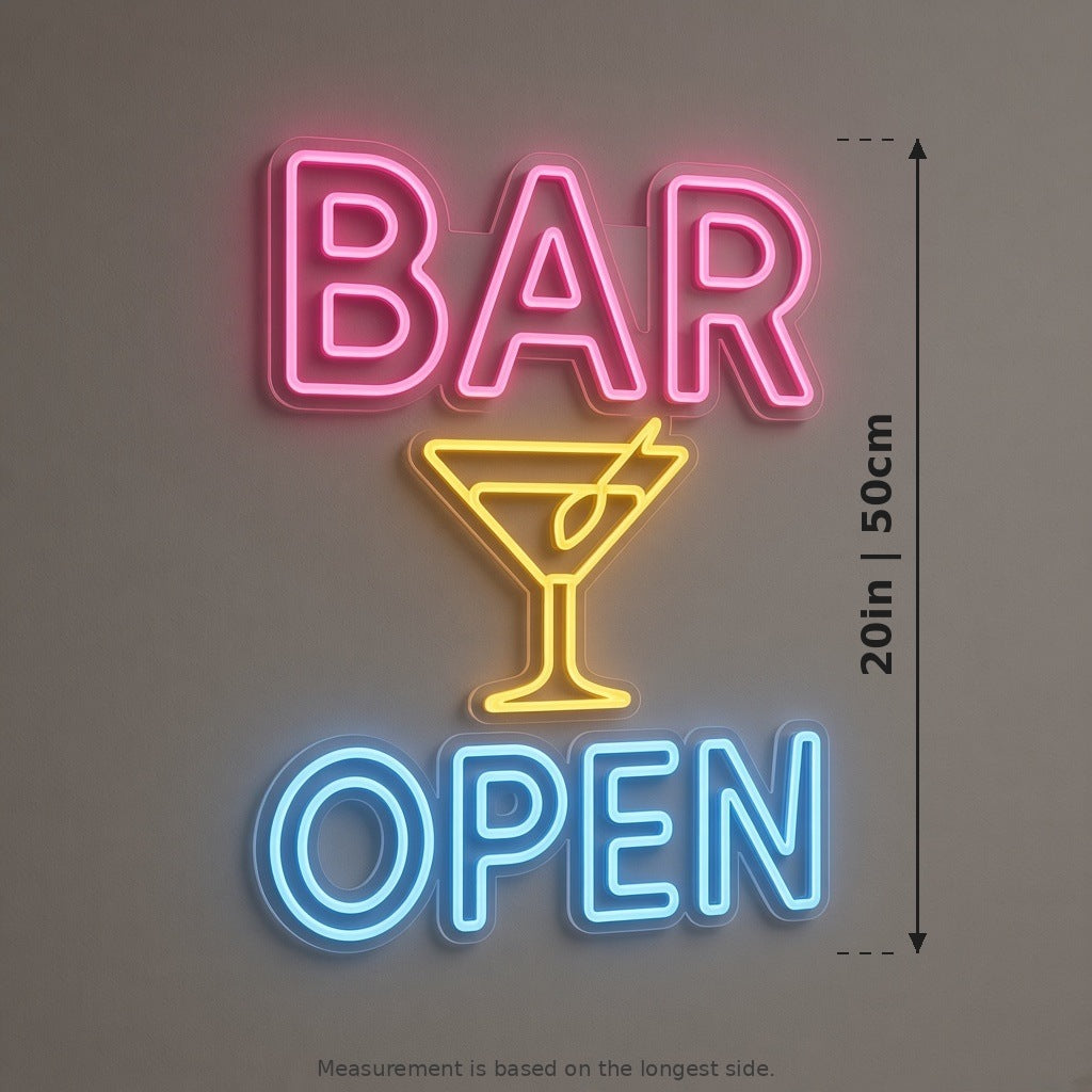 Bar Open Martini Glass LED Neon Sign