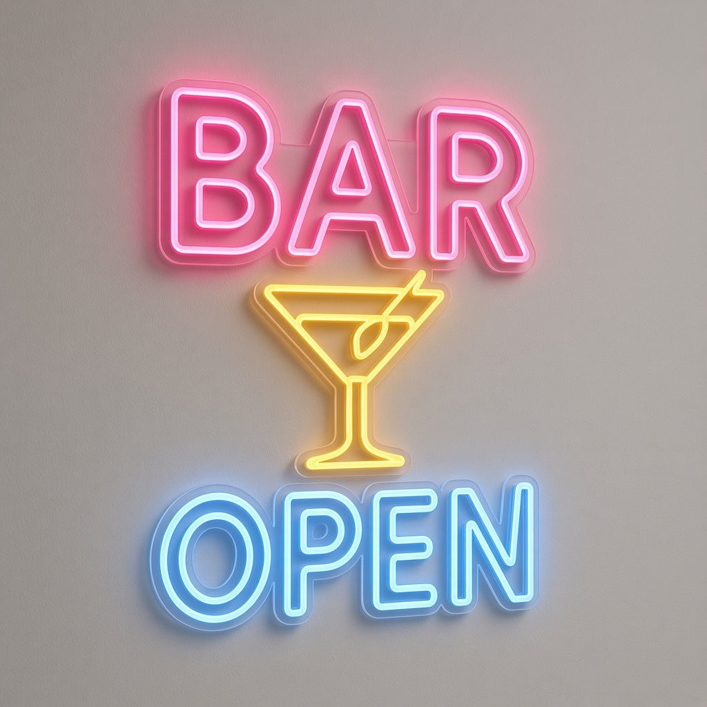 Bar Open Martini Glass LED Neon Sign