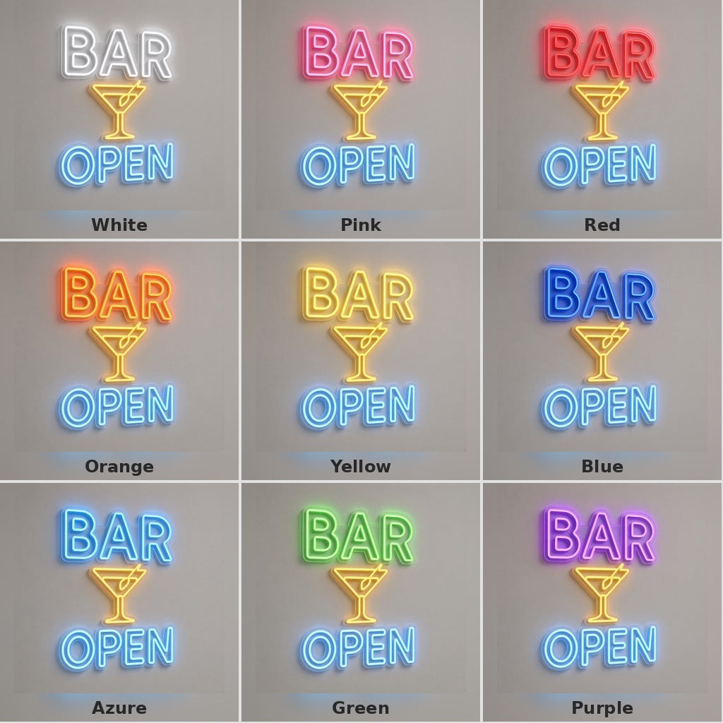 Bar Open Martini Glass LED Neon Sign