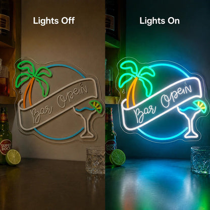Bar Open Palm Cocktail LED Neon Sign - Shineneon