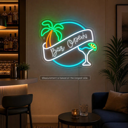 Bar Open Palm Cocktail LED Neon Sign - Shineneon