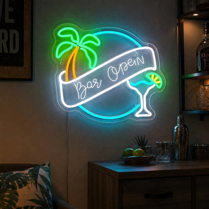 Bar Open Palm Cocktail LED Neon Sign - Shineneon