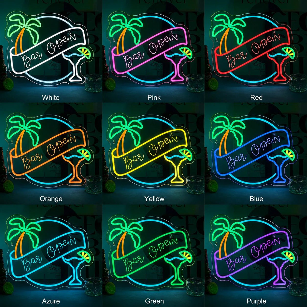 Bar Open Palm Cocktail LED Neon Sign - Shineneon