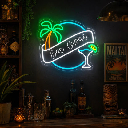 Bar Open Palm Cocktail LED Neon Sign - Shineneon