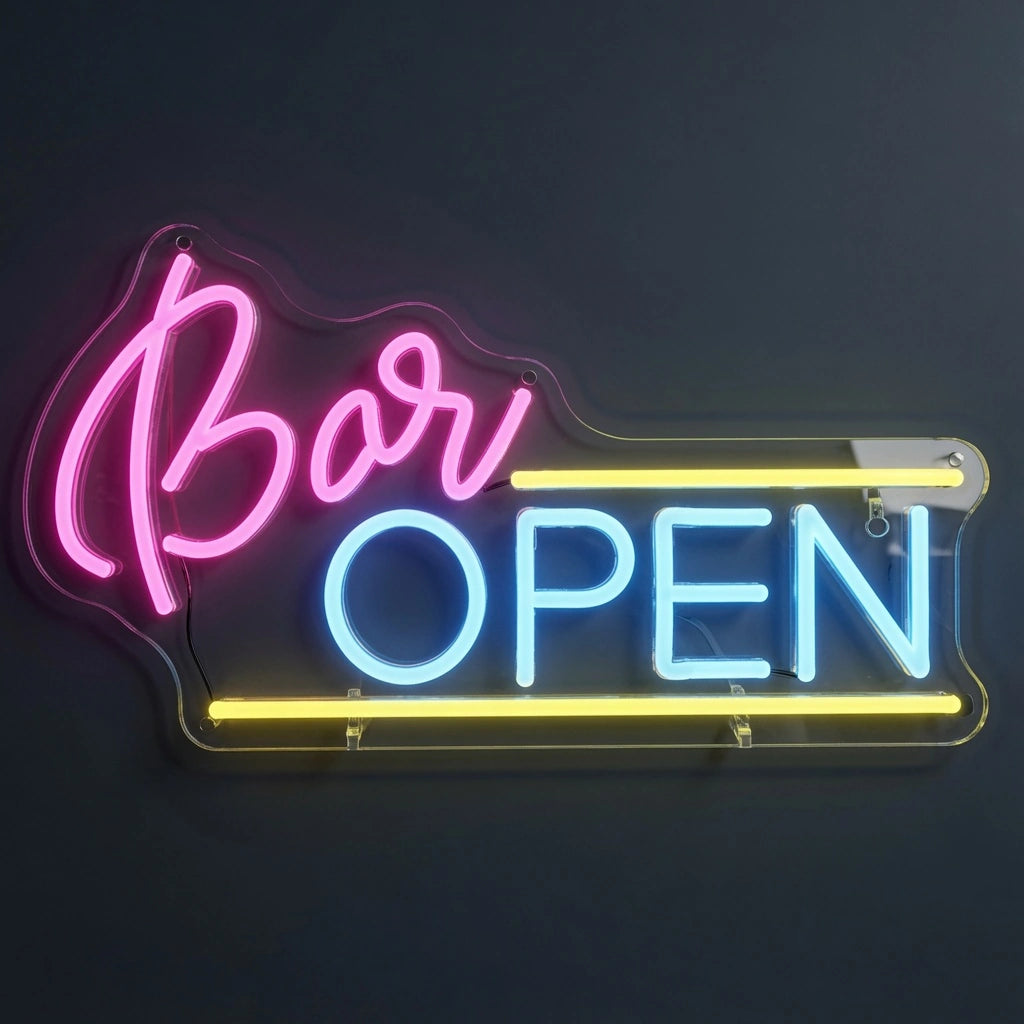 Bar Open Surrounded By Diced Cubes Business LED Neon Sign - 02 High-Converting Product Image