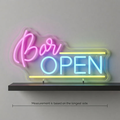 Bar Open Surrounded By Diced Cubes Business LED Neon Sign - 04 Size Image
