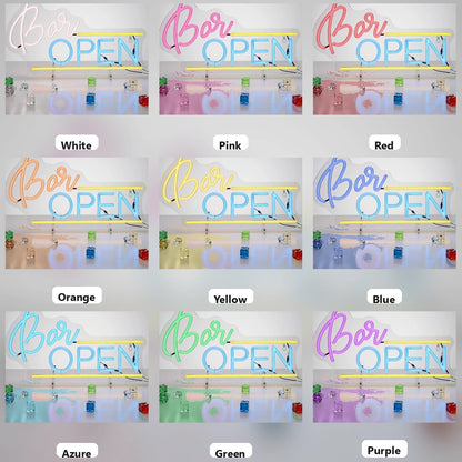 Bar Open Surrounded By Diced Cubes Business LED Neon Sign - 05 Color Grid