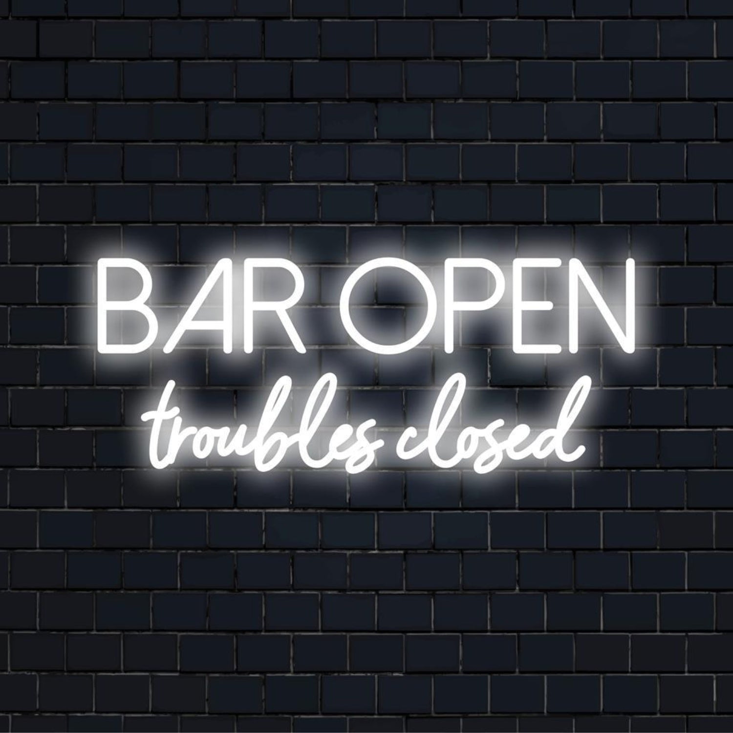 Bar Open Troubles Closed White Led Neon Sign Custom Bar Wall Decor | Shineneon