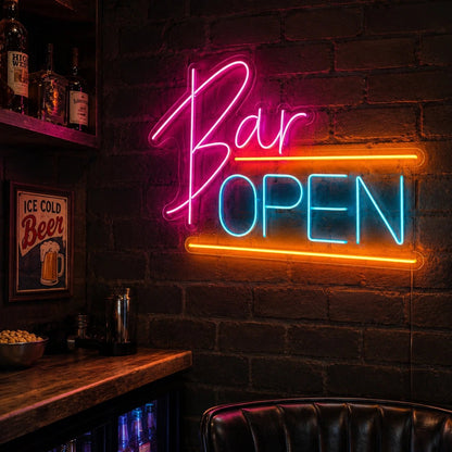 Bar Open Underline LED Neon Sign - Shineneon