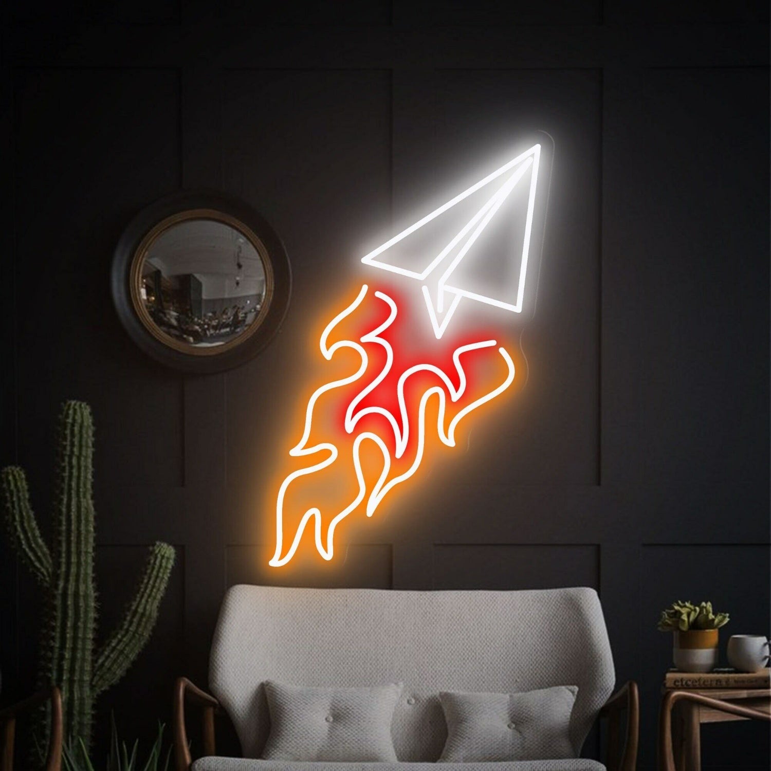 Bar Paper Airplane Tail Fire Led Neon Sign Wall Decor - Shineneon