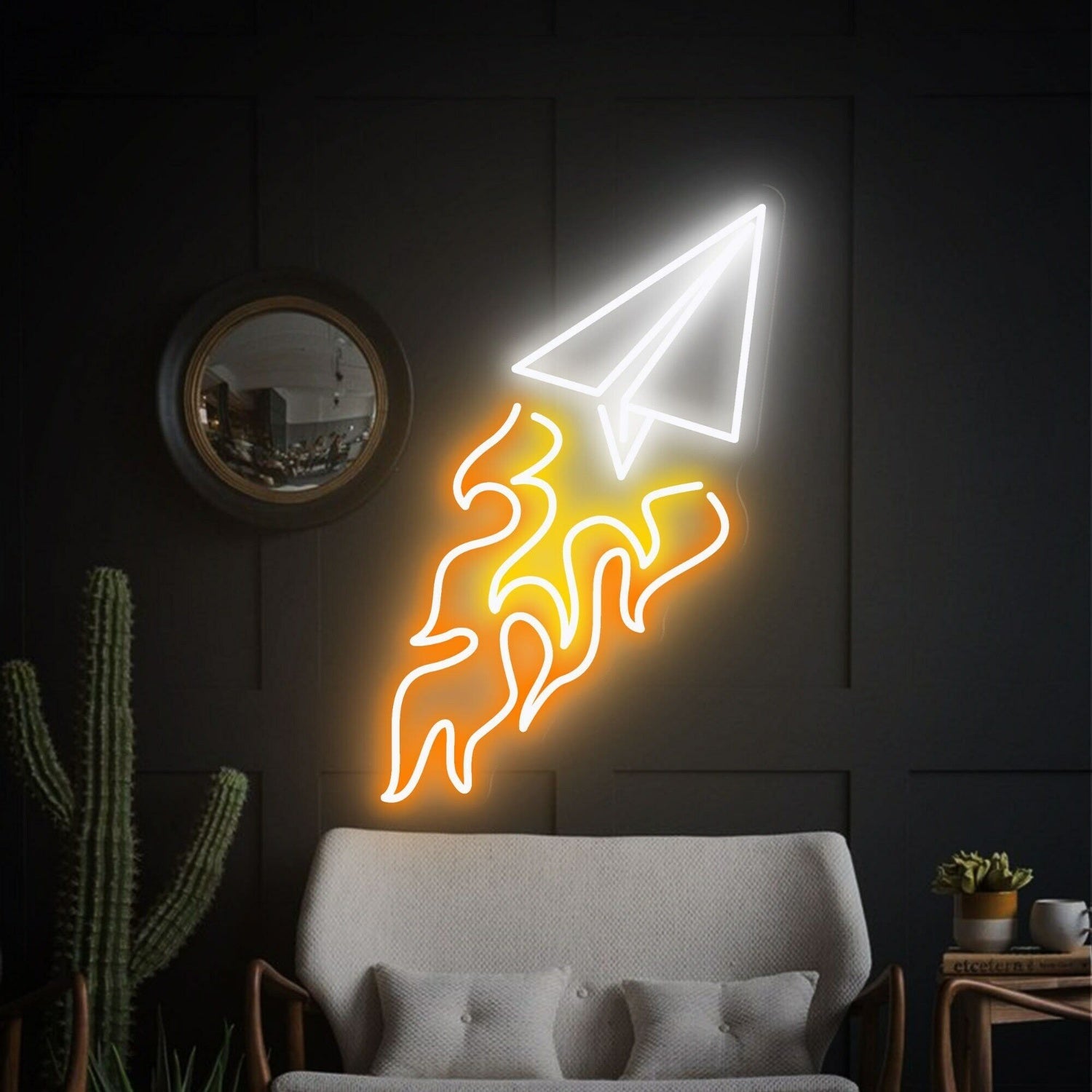 Bar Paper Airplane Tail Fire Led Neon Sign Wall Decor - Shineneon