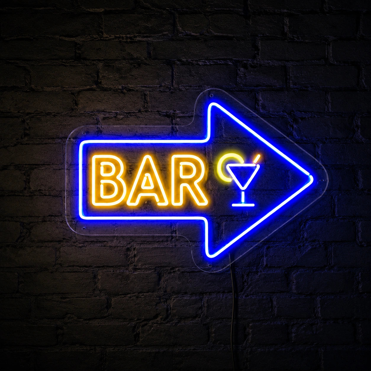 Bar Right Arrow With Cocktail Glass LED Neon Sign high-converting product image