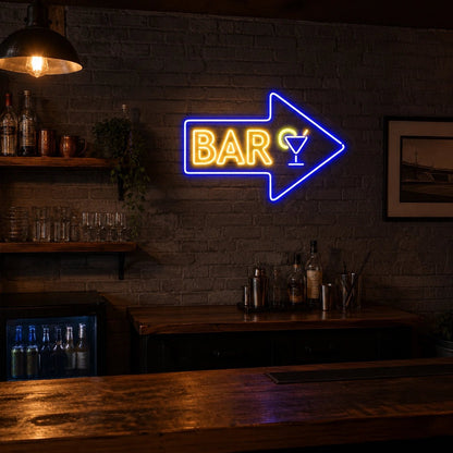 Bar Right Arrow With Cocktail Glass LED Neon Sign - Shineneon