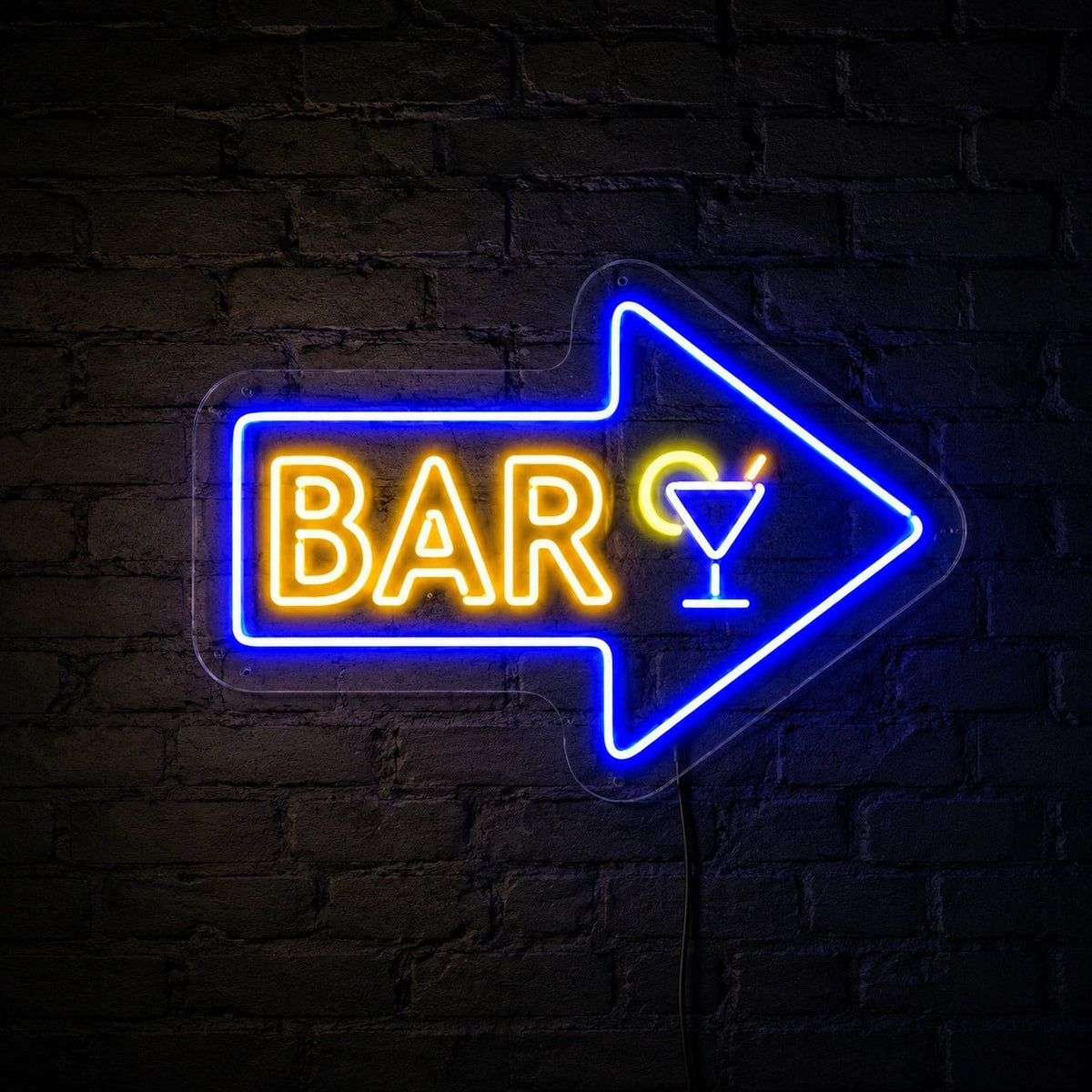 Bar Right Arrow With Cocktail Glass LED Neon Sign - Shineneon