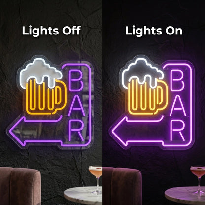 Bar Shop Wall Art LED Neon Sign - 06 Day Night Comparison