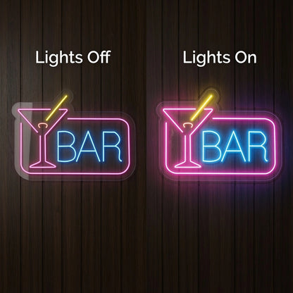 Bar Store Wall Art LED Neon Sign - 06 Day Night Comparison