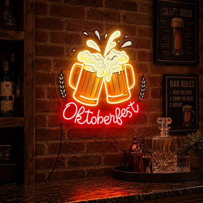 Bar Table Beer Mugs Neon Sign LED Neon Sign real lifestyle scene