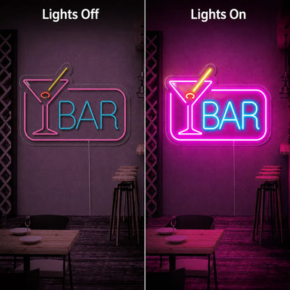 Bar Wall Art LED Neon Sign - 06 Day Night Comparison