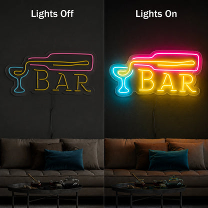 Bar Wall Decor LED Neon Sign - 06 Day Night Comparison