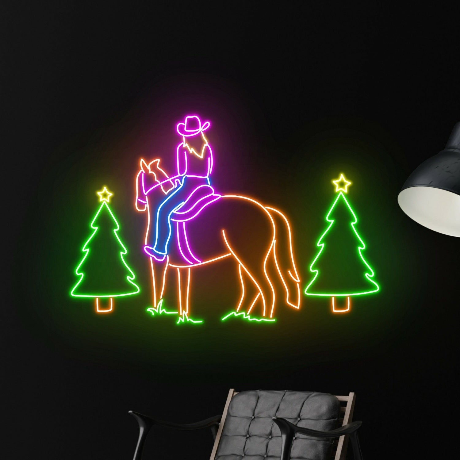 Bar Western Party Home Deccowgirl Riding Horse Led Neon Sign - Shineneon