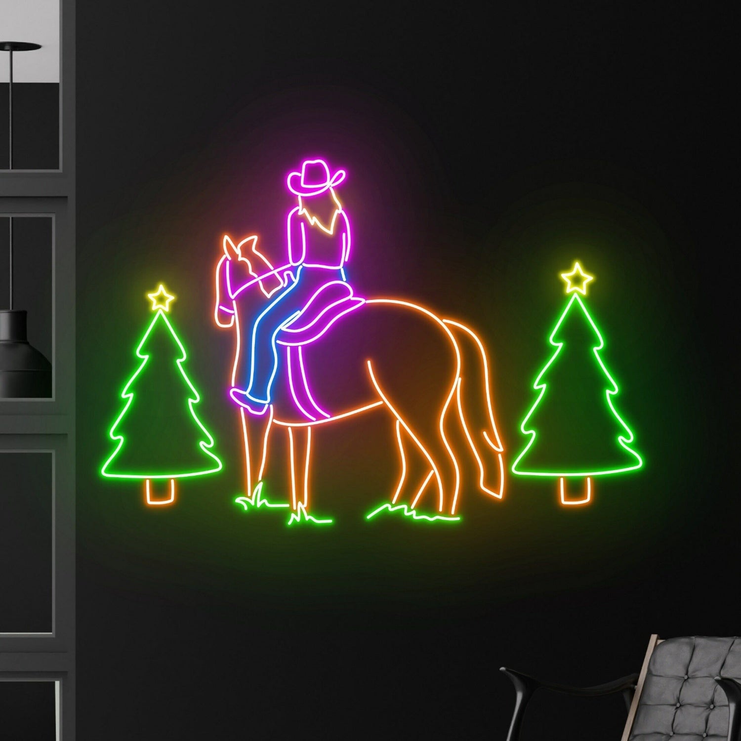 Bar Western Party Home Deccowgirl Riding Horse Led Neon Sign - Shineneon
