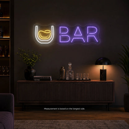 Bar Whiskey Glass LED Neon Sign color grid
