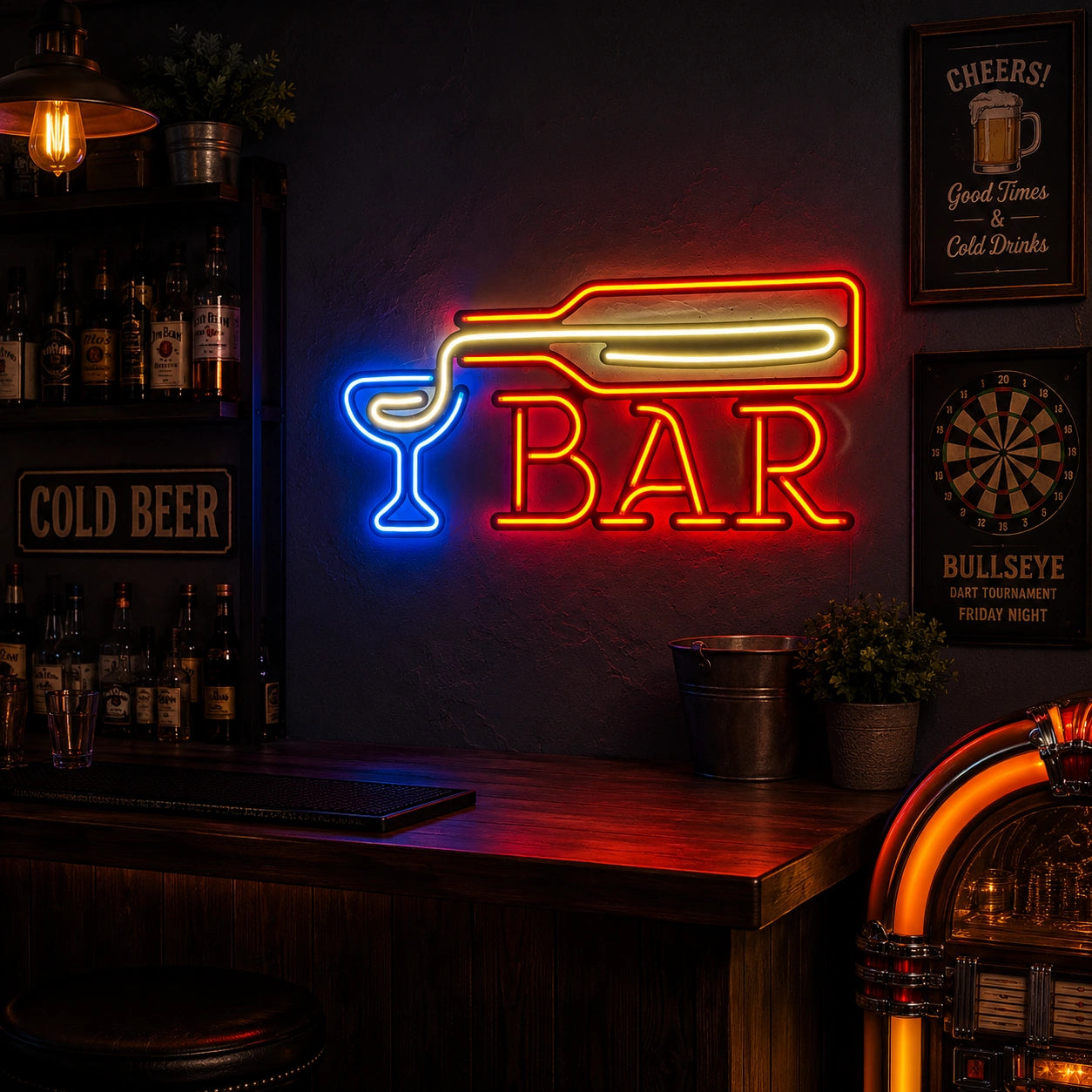Bar Wine Glass LED Neon Sign - 03 Real Lifestyle Scene