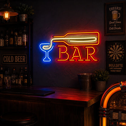 Bar Wine Glass LED Neon Sign - 03 Real Lifestyle Scene