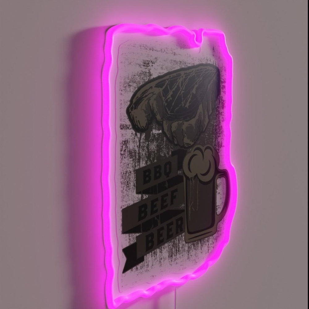 Barbecue And Beer Rgb Led Neon Sign