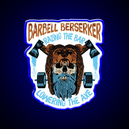 Barbell Berserker Razing The Bar Lowering Gym Fitness Led Neon Sign Rgb Color