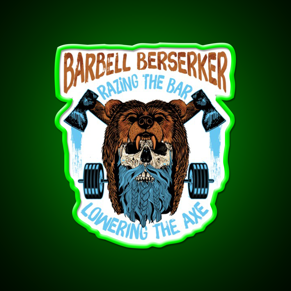Barbell Berserker Razing The Bar Lowering Gym Fitness Led Neon Sign Rgb Color