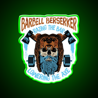 Barbell Berserker Razing The Bar Lowering Gym Fitness Led Neon Sign Rgb Color