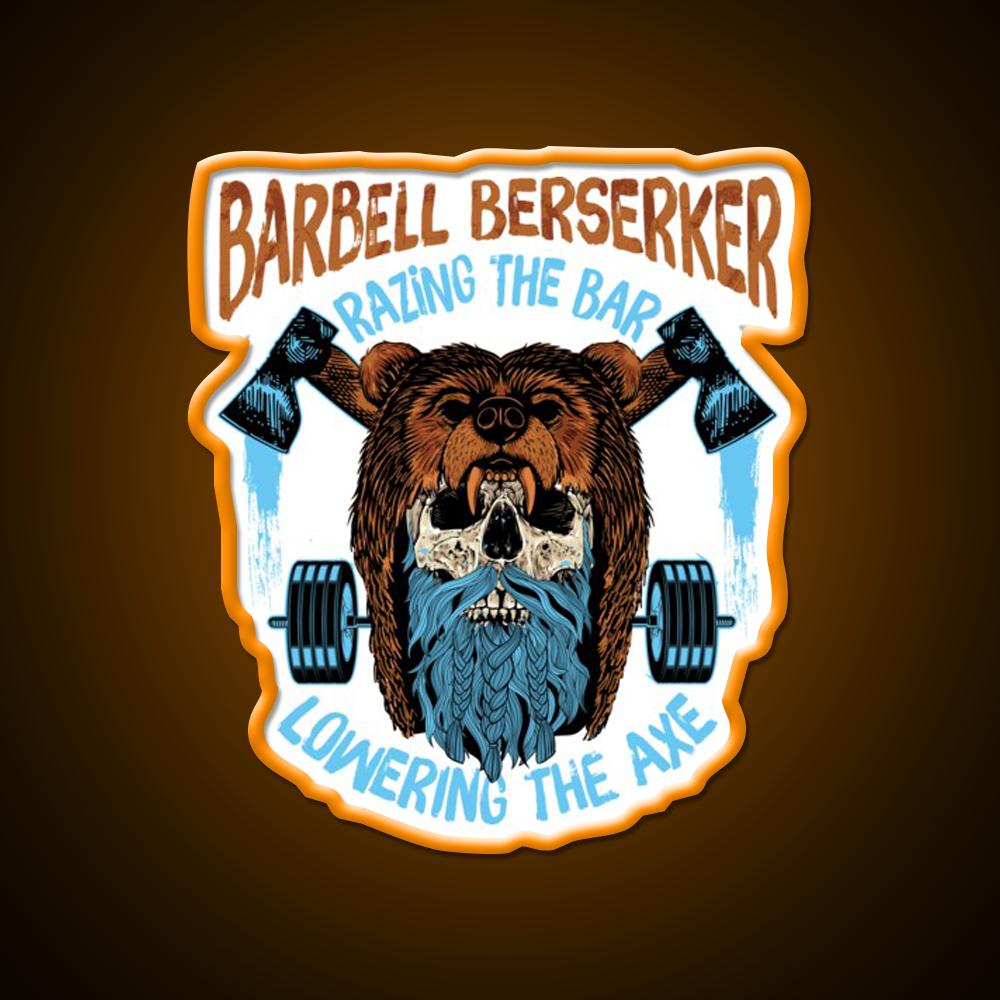 Barbell Berserker Razing The Bar Lowering Gym Fitness Led Neon Sign Rgb Color