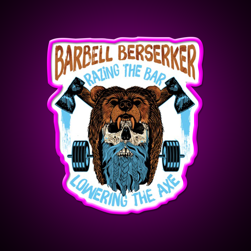 Barbell Berserker Razing The Bar Lowering Gym Fitness Led Neon Sign Rgb Color