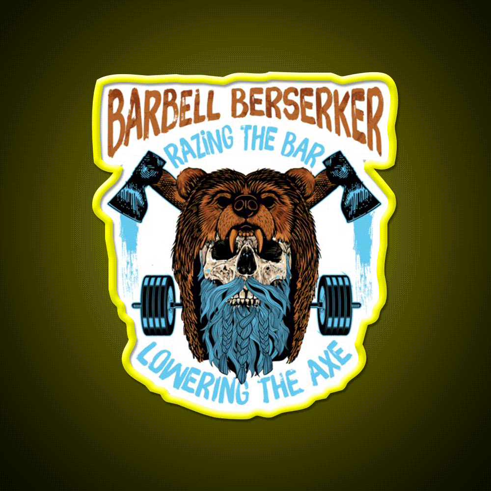 Barbell Berserker Razing The Bar Lowering Gym Fitness Led Neon Sign Rgb Color