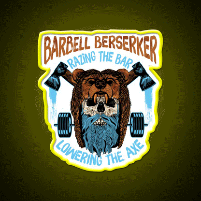 Barbell Berserker Razing The Bar Lowering Gym Fitness Led Neon Sign Rgb Color