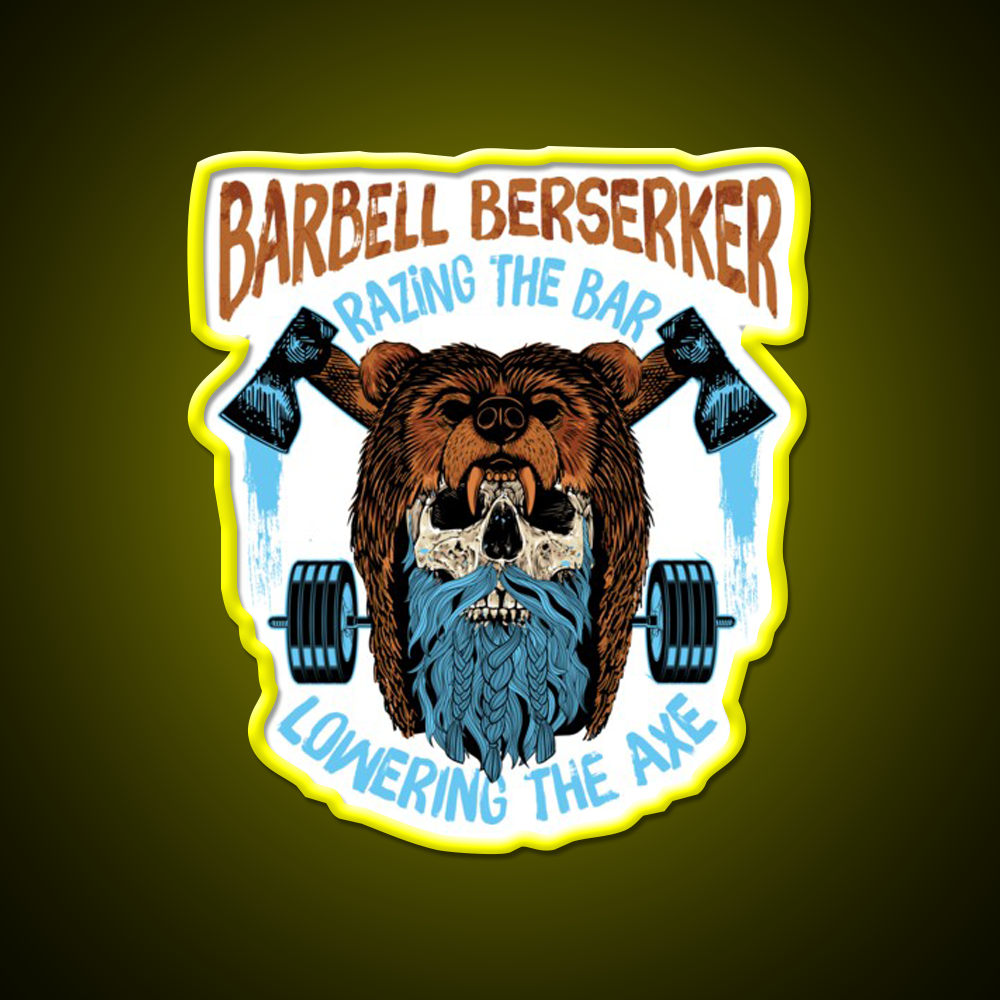 Barbell Berserker Razing The Bar Lowering Gym Fitness Led Neon Sign Rgb Color