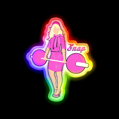 Barbell Girl Gym Fitness Led Neon Sign Rgb Color - LED neon sign close-up detail