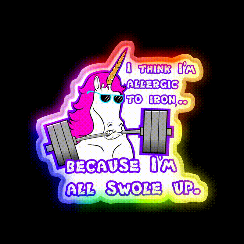 Barbell Unicorn Fitness Funny Gym Fitness Led Neon Sign Rgb Color