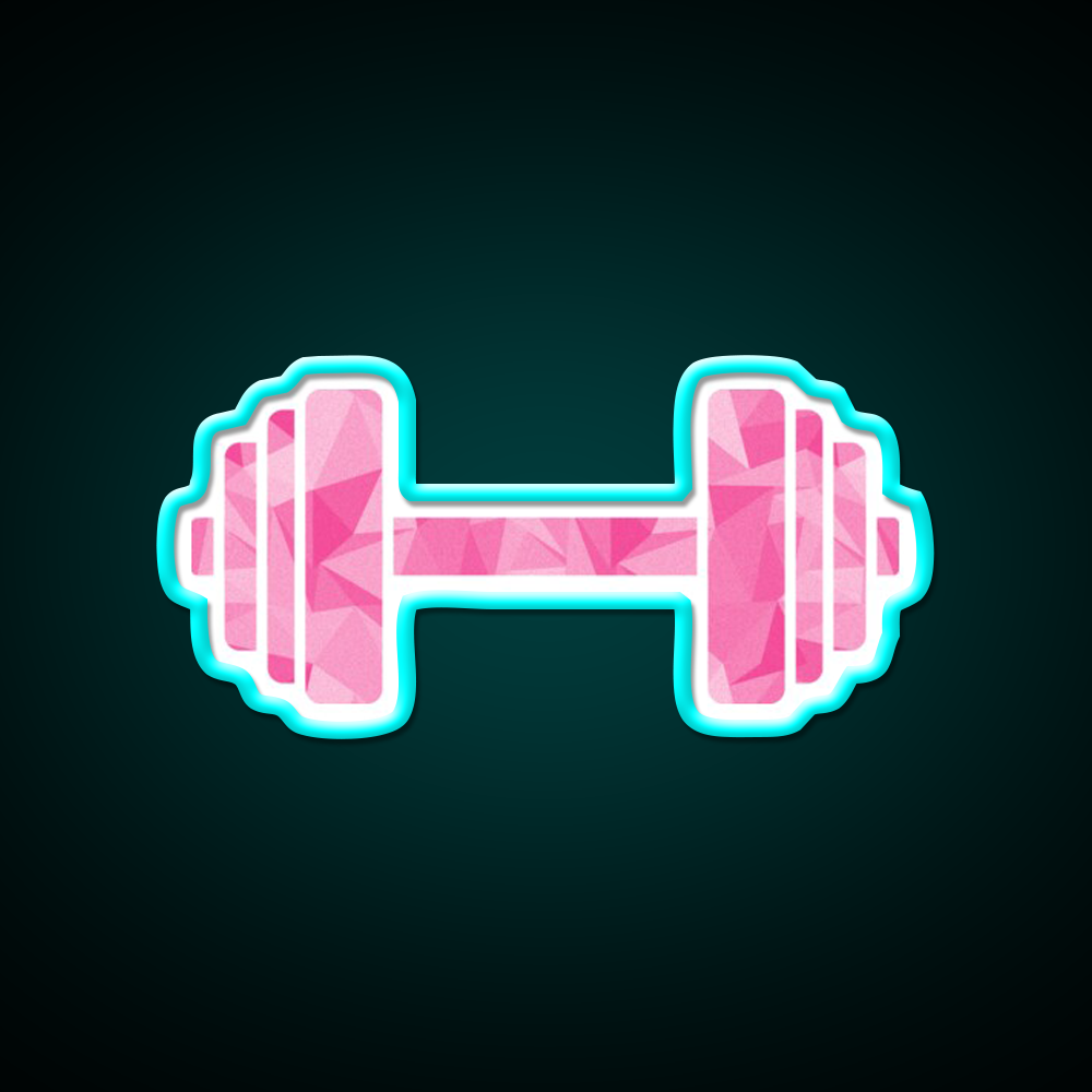 Barbell Workout Icon Pink Triangle Pattern Gym Fitness Led Neon Sign Rgb Color