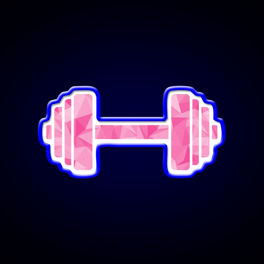 Barbell Workout Icon Pink Triangle Pattern Gym Fitness Led Neon Sign Rgb Color