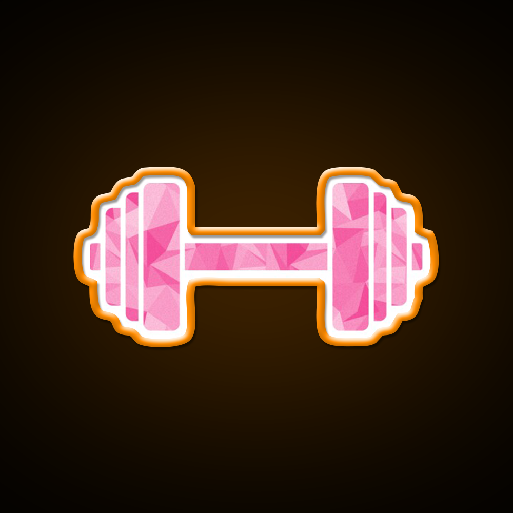 Barbell Workout Icon Pink Triangle Pattern Gym Fitness Led Neon Sign Rgb Color