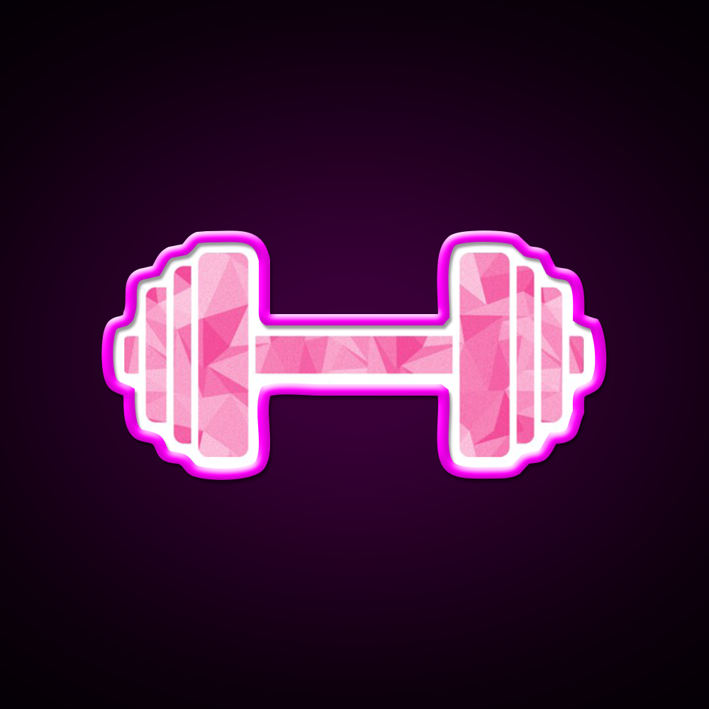 Barbell Workout Icon Pink Triangle Pattern Gym Fitness Led Neon Sign Rgb Color