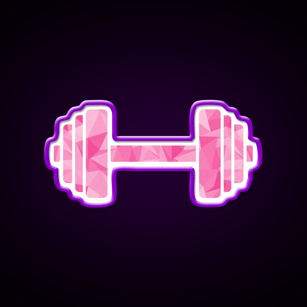 Barbell Workout Icon Pink Triangle Pattern Gym Fitness Led Neon Sign Rgb Color