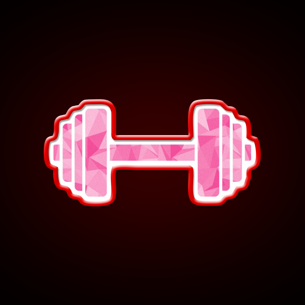 Barbell Workout Icon Pink Triangle Pattern Gym Fitness Led Neon Sign Rgb Color