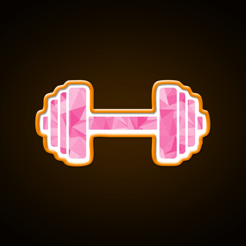 Barbell Workout Icon Pink Triangle Pattern Gym Fitness Led Neon Sign Rgb Color - Shineneon