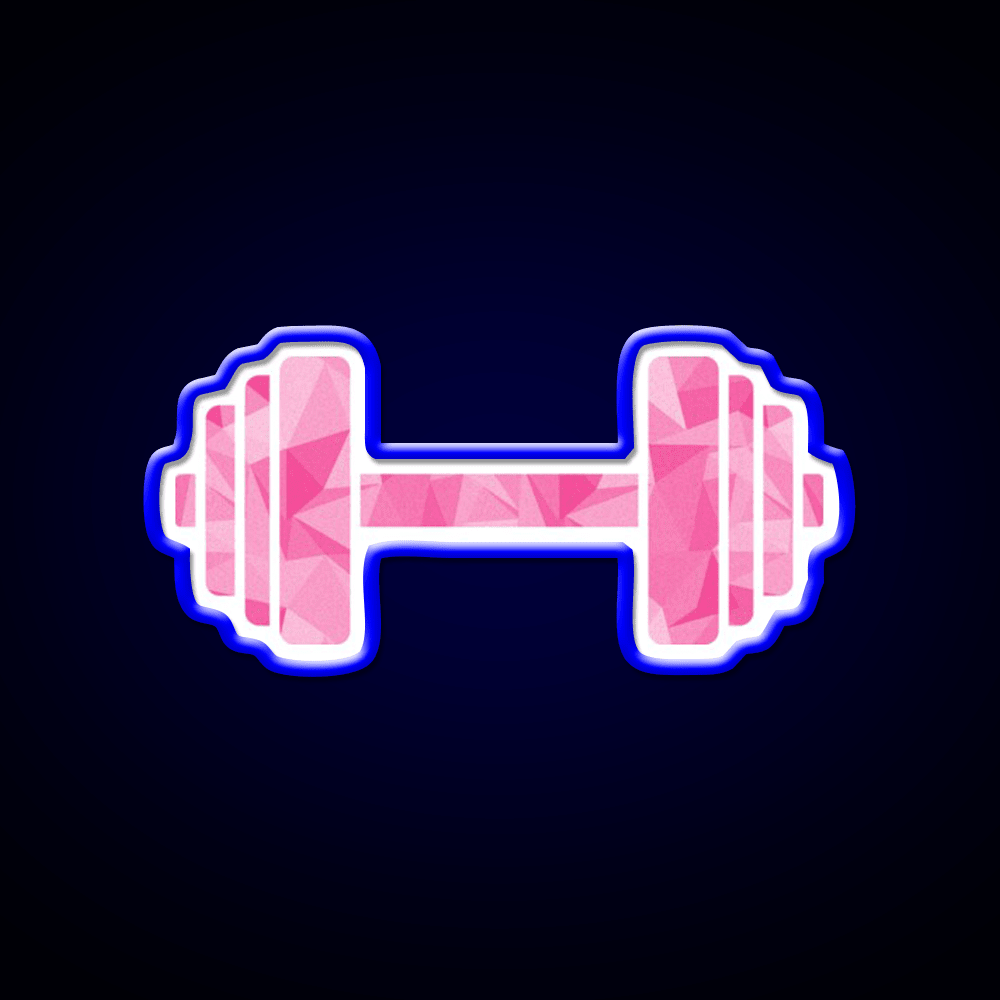 Barbell Workout Icon Pink Triangle Pattern Gym Fitness Led Neon Sign Rgb Color - Shineneon